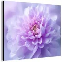MuchoWow Aluminium schilderij 80x60 cm - Wanddecoratie metaal - Paars - Dahlia - Dromerig - Metalen muurdecoratie woonkamer - Decoratie industrieel - Foto op dibond - Industriële accessoires slaapkamer