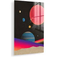MuchoWow Glasschilderij 120x180 cm - Schilderij acrylglas - Hemel - Planeten - Felgekleurd - Foto op glas - Muurdecoratie woonkamer - Wanddecoratie slaapkamer - Schilderijen