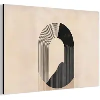 MuchoWow Aluminium schilderij 90x60 cm - Wanddecoratie metaal - Grafisch gebogen motief - Beige - Metalen muurdecoratie woonkamer - Decoratie industrieel - Foto op dibond - Industriële accessoires slaapkamer