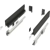 Sotech Lasysteem JUNKER-SLIM anthraciet Hoogte: 84 mm Diepte: 500 mm stressbestendig tot 40 Kg Soft-Close Ladensysteem met 13 mm smalle ladebakken