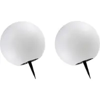 Trango Set van 2 IP65 LED solar lamp SO-003*2 in 30cm diameter wit mat met 3000K warm witte LED & RGB kleurverandering LED *SNOWY* Solar Ball Light Globe, Outdoor Light, Globe Lamp, Garden Lamp