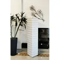 Trango Trango1214L Modern Design LED Vloerlamp *EUROPA* Rijstpapier Lamp *HANDMADE* in Wit met Bamboe Decoratieve Staven incl. 2x E14 LED Lamp I Vorm: hoekig I Hoogte: ca. 125cm I Woonkamerlamp I Vloerlamp