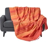 Homescapes Marokko sprei, terracotta strepen, 255 x 360 cm