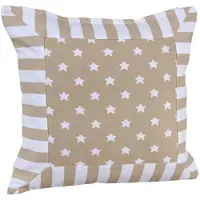 Homescapes Sterkussenhoes in beige met gestreepte rand, 45 x 45 cm