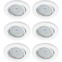 Trango Set van 6 inbouwspots 6729-066MO in wit mat draaibaar incl. 6x 3000K warm wit Ultra Flat LED Module, Plafondspots, Plafondlamp, Badkamerlamp, Spots