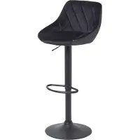 Homescapes - Barkruk Henley - fluwelen barkruk in hoogte verstelbaar 97cm - zwart