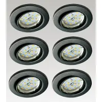 Trango Set van 6 inbouwspots 6729-061MOSD in antraciet mat rond incl. 6x 5 Watt 3-traps dimbaar Ultra Flat LED Module Bulb 3000K Warm Wit, Inbouwlamp, Plafondspot, Plafondlamp