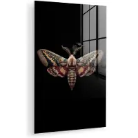 MuchoWow Glasschilderij 120x180 cm - Schilderij acrylglas - Mot - Oosterse patronen - Sierlijk - Foto op glas - Muurdecoratie woonkamer - Wanddecoratie slaapkamer - Schilderijen