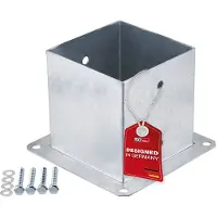 Sotech opschroefbaar grondanker vierkant 140 x 140 mm, hoogte 152 mm, vuurverzinkt staal, grondcontactdoos voor vierkant hout - ideaal voor tuin of terras