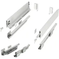 Sotech Ladesysteem JUNKER SLIM met Push to Open (wit, hoogte 84 mm, diepte 400 mm, belastbaar tot 35 kg) ladesysteem met 13 mm slanke ladeframes
