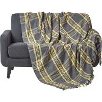 Homescapes Tartan Plaid Geel/Grijs 225 x 255 cm