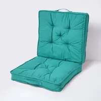 Homescapes reiskussen turquoise 50 x 50 cm - opvouwbaar autozitkussen met rugleuning