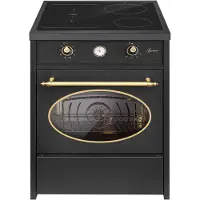 Gurari Fornuis - - GCH E 612 BL r - Retro Inductie 60 cm - Retro Range Coocker 60 L - Zwart - 4 kookzones met booster (2 kookzones + 1 flexzone)