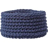 Homescapes Gebreide Opbergmand, 100% Katoen Marineblauw - 37 x 21 cm