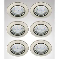 Trango Set van 6 inbouwspots 6729-062MO in RVS look draaibaar incl. 6x 3000K warm wit Ultra Flat LED Module, Plafondspots, Plafondlamp, Badkamerlamp, Woonkamer