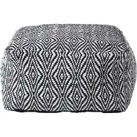Homescapes Trance poef 60x30 cm – grote poef met zwart-wit patroon