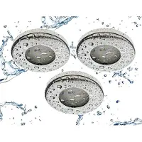 Trango Set van 3 IP65 inbouwspots 6729IP65-038MO gemaakt van gepolijst roestvrij staal incl. 3x 5 Watt 3000K warm wit Ultra Flat LED Module voor Badkamer, Douche, Plafondspot, Plafondlamp Badkamerlamp