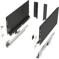 Sotech Lasysteem JUNKER-SLIM Antraciet Hoogte: 199 mm Diepte: 450 mm stressbestendig tot 40 Kg Soft-Close La met 13 mm smalle ladebakken