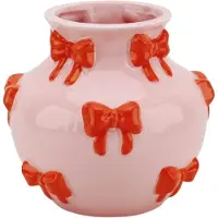 House Vitamin Vase flower vase ribbons dolomite pink/orange 14,5x14,5x13cm