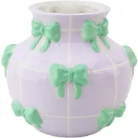 House Vitamin Vase flower vase ribbons dolomite lilac/mint 14,5x14,5x13cm