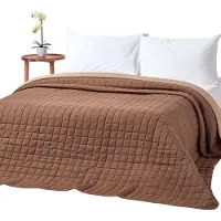 Homescapes gewatteerde sprei van 100% katoen, lichtbruin/donkerbruin, 230 x 250 cm