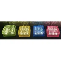 Impuls Solar " ice cubes met LED" - Set van 4 stuks - meerkleurig - met 5 LEDs - tafel / staand model - hoogte 11 x 11 x 6 cm - Tuindecoratie - Tuinverlichting