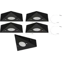 Trango Set van 5 Keukenonderkastverlichting 6740-55 mat zwart *COOK* inbouwarmatuur - inbouwspot incl. 5x 4,8 Watt LED module 3000K warm wit driehoekslicht – keukenkastverlichting 230V uitbreidbaar