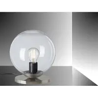 Trango Set van 1 Retro Tafellamp 7010CL *SUN* Glazen Bol Tafellamp in helder incl. 1x E27 LED lamp & kabelschakelaar, vensterbanklamp, bedlampje, bureaulamp, leeslamp