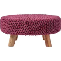 Homescapes Gebreide Voetenbank 30cm Hoog, Pruim