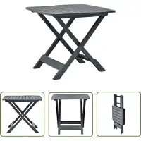 The Living Store Tuintafel, inklapbaar, antraciet, 79 x 72 x 70 cm, kunststof