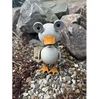 Impuls Metalen solarlamp "eend" - cremekleurig - met 2 LED - Staand model - hoogte 23 x 17 x 1 cm - Tuindecoratie - Tuinverlichting