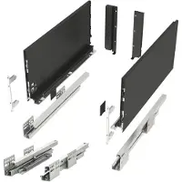 Sotech Ladesysteem JUNKER SLIM met Push to Open (antraciet, hoogte 199 mm, diepte 400 mm, belastbaar tot 35 kg) ladesysteem met 13 mm slanke ladeframes