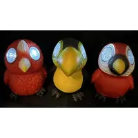 Impuls Polyresin solarlampen "tropische vogels" - Set van 3 stuks - met 2 LEDs - Staand model - hoogte 10 x 9 x 7 cm - Tuindecoratie - Tuinverlichting
