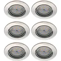 Trango Set van 6 inbouwspots 6729-069MOSD in geborsteld aluminium Rond incl. 6x 5 Watt 3-traps dimbaar Ultra Flat LED Module Bulb 3000K Warm Wit Inbouwlamp Plafondspot Plafondlamp