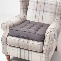 Homescapes Dik zitkussen 50 x 50 cm leigrijs - comfortabel fauteuilkussen met katoenen hoes