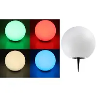 Trango Set van 1 IP65 SO-003 LED solar lamp in 30cm diameter wit mat met 3000K warm witte LED & RGB kleurverandering LED *SNOWY* Solar Ball Light Globe, Outdoor Light, Globe Lamp, Garden Lamp