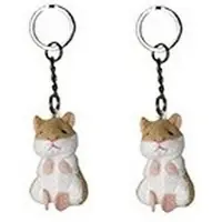 Nature Planet Pluche knuffeldier sleutelhanger - 4x stuks - hamster - 6 cm - dieren sleutelhangers