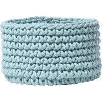 Homescapes Gebreide opbergmand, 100% katoen lichtblauw - 37 x 21 cm