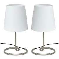 Trango Set van 2 LED-nachtkastjes 2018-25WL*2 *WHITE* Tafellamp met stoffen kap in wit incl. 1x 5 Watt per stuk E14 LED-lamp 3000K warm wit, lamp, vensterbanklamp, bedlampje voor slaapkamer