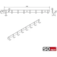 Sotech Kapstok met 8 haken SAMU Multifunctionele haak Kapstok Geborsteld roestvrij staal 620 mm Haakstang