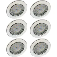Trango Set van 6 inbouwspots 6729-068MOSD in chroomlook rond incl. 6x 5 Watt 3-traps dimbare Ultra Flat LED Module Bulb 3000K Warm Wit, Inbouwlamp, Plafondspot, Plafondlamp