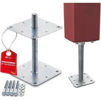 Sotech paaldrager 160 x 160 x 250 mm draad M24 staal thermisch verzinkt paalbevestiging hoogteverstelbaar anker om vast te schroeven weerbestendig