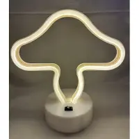 Impuls LED mushroom lamp met neonlicht - witte neon verlichting - 20 x 20 x 10 cm - Werkt op batterijen en USB - Tafellamp - Nachtlamp - Decoratieve verlichting - Woonaccessoires