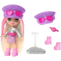 Barbie Extra Mini Minis Reispop met Roze & Blond Haar, Fringe Top, Pastel Mini Rok & Woestijnaccessoires