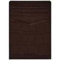Fossil Portemonnee Dollarclip Andrew Emboss Card Case Brown Croco Donkerbruin