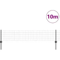 vidaXL Euro-hek met palen 10 x 0,4 m PVC-Coated Staal Grijs Mesh