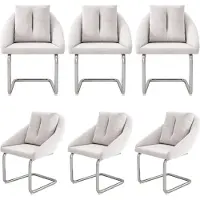 Merax Fluwelen Eetkamerstoelen Beige – Luxe 6-delige Set Draaistoelen met Kussens en Gewelfde Poten
