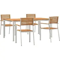 vidaXL Tuin Eettafel Set 5 st Massief Teakhout en RVS