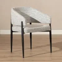 Livin24 Eetkamerstoel Armin gemêleerde stof off white/zwart