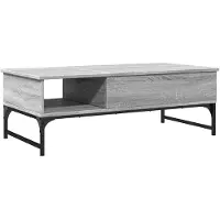 vidaXL Salontafel 100x50x35 cm bewerkt hout en metaal grijs sonoma